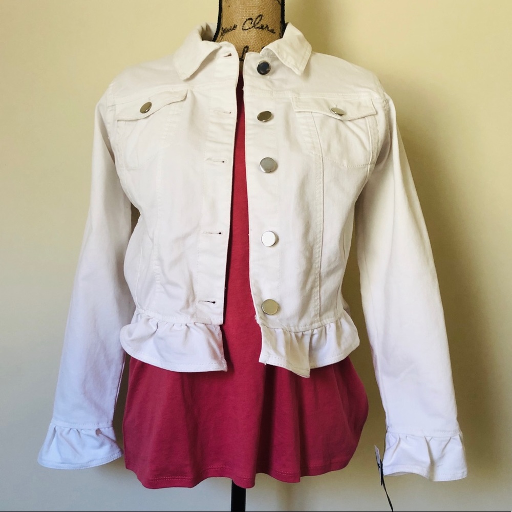 Baccini denim jacket white petite large